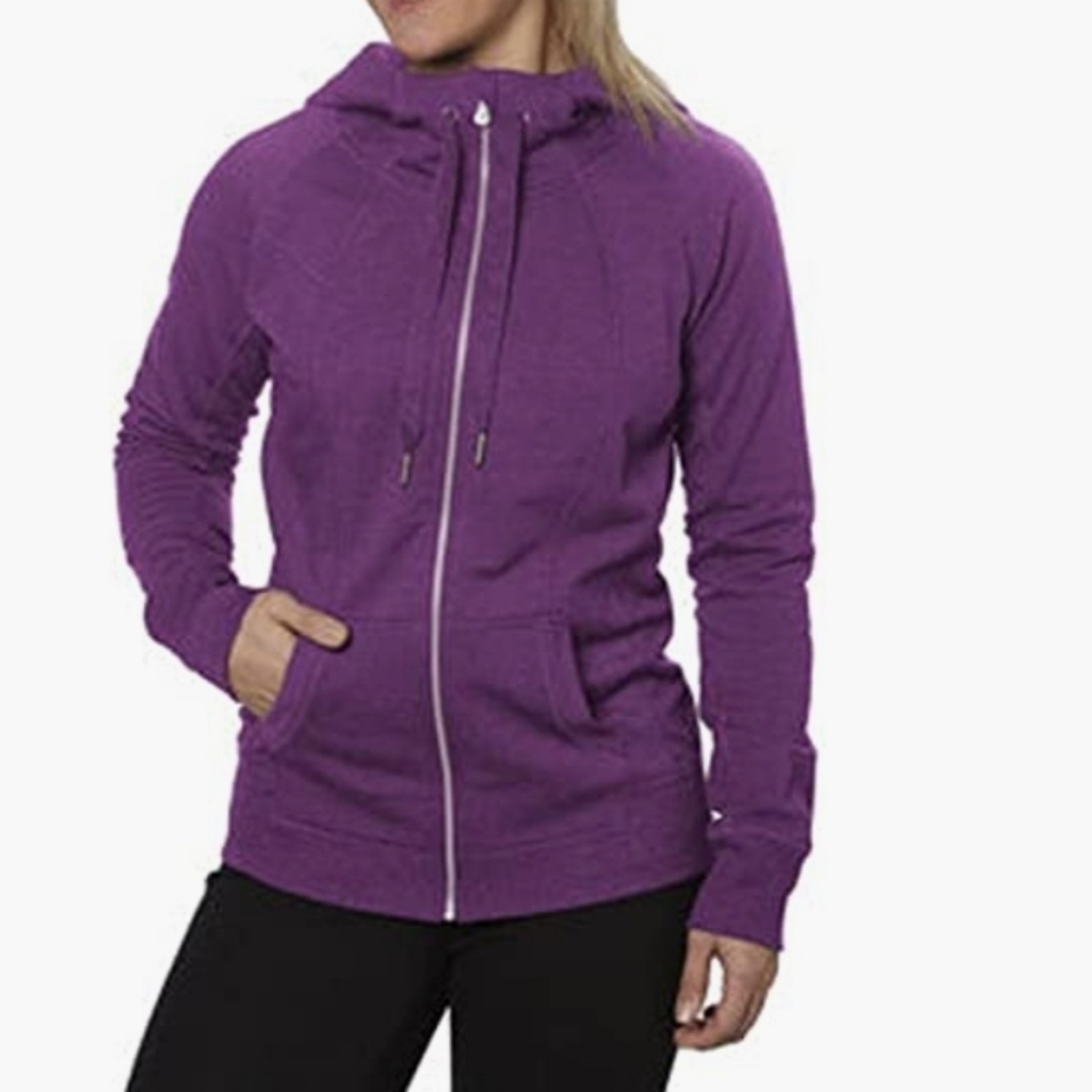 Champion Elite high collar purple hoodie hooded active workout jacket sz Small